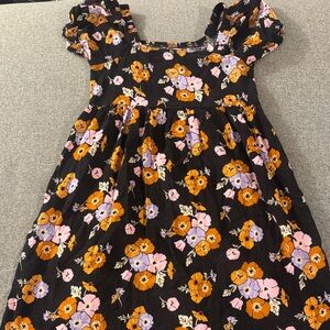 5/$15- Floral Kids Dress - Black, Orange, Pink